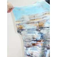 Bluzka OVERSIZE ze wzorem błękitne morskie fale & biodra 124-138